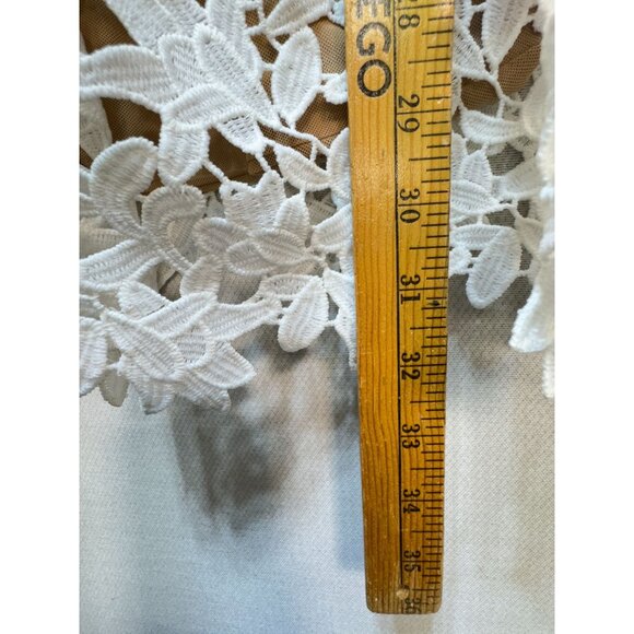 Wyatt Correction Women's Crochet Lace Floral Dress Stretch Size M White Back Zip - Picture 9 of 14